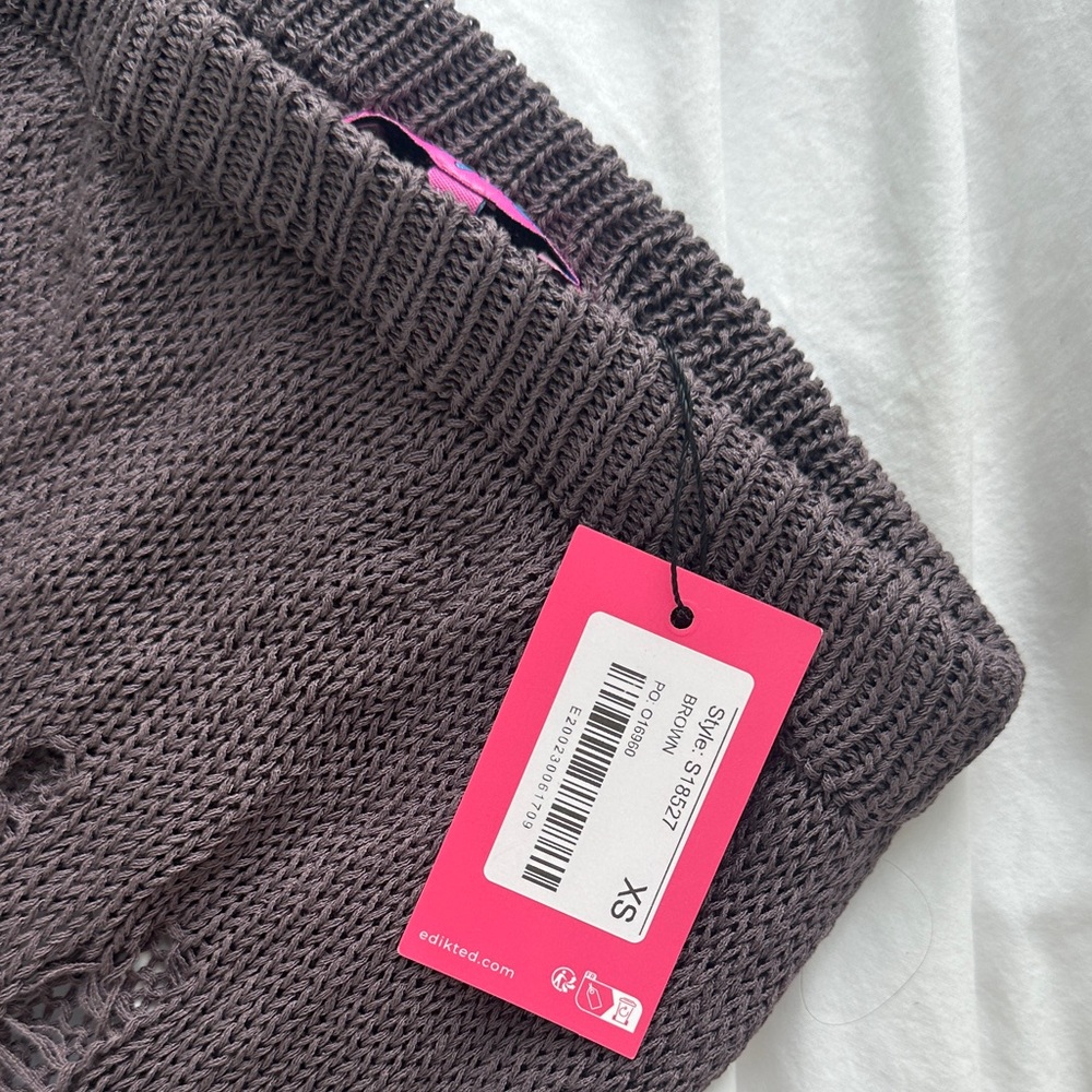 Edikted Distressed Knit Maxi Skirt - Dark Gray - Picture 3 of 5